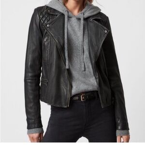 NWT All Saints Catch Biker Leather Jacket Size 10